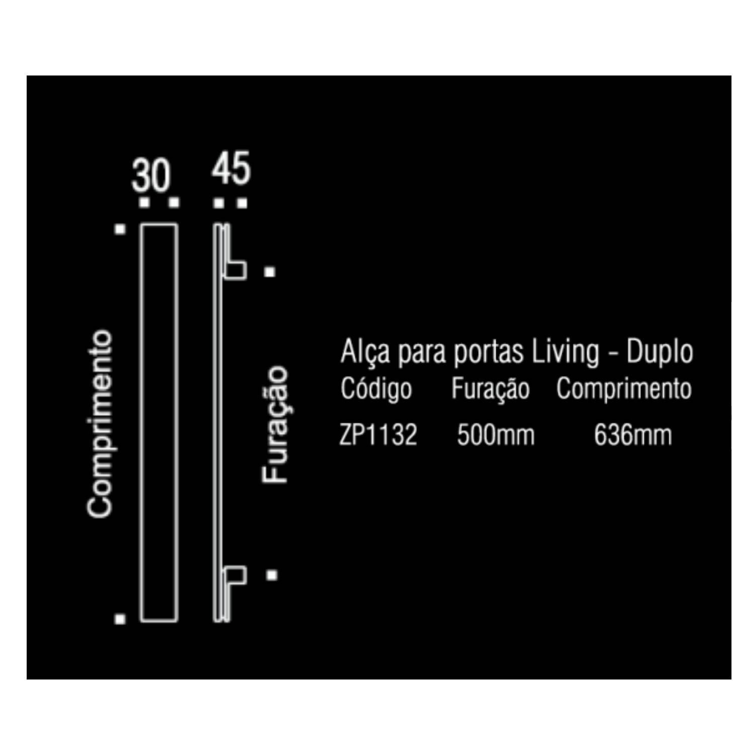 Puxador Alça Dupla para Porta Living - 500mm - Escovado - Zen Design - 3