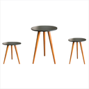 Ver imagem 1 de Kit 3 Mesinhas de Centro Lateral Redonda Pé Palito Moderna Decorativa de Apoio e Canto Sofá Sala Qua