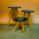 Ver imagem 2 de Kit 3 Mesinhas de Centro Lateral Redonda Pé Palito Moderna Decorativa de Apoio e Canto Sofá Sala Qua