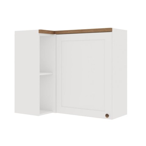 Armário Aéreo de Canto 1 Porta 100% MDF Iluminata Branco/Fosco