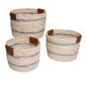 Conjunto 3 Cestos Decorativos em Palha Bege e Cinza Mhv0012 Btc - 1