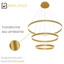 Ver imagem 2 de Pendente 40x60x80cm 226w 3k Aluminio Dourado Bivolt Sindora