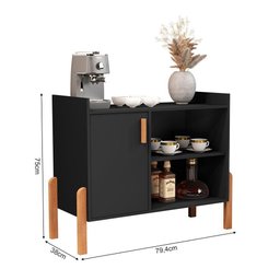 Aparador Buffet Retrô Multiuso Luxor com 1 Porta Preto - 3