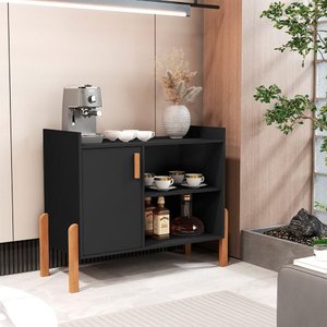Aparador Buffet Retrô Multiuso Luxor com 1 Porta Preto