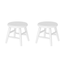 Ver imagem 1 de Kit 2 Banquinhos Redondos Torneados em Madeira Maciça Branco Acetinado