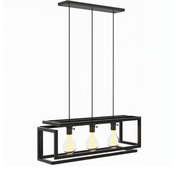 Pendente Luminária Industrial Preto Infinity Triplo - 7