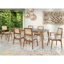 Ver imagem 4 de Mesa Jully Retangular Tampo Vidro Preto Base Madeira Amêndoa 160cm - 69466