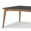 Ver imagem 2 de Mesa Jully Retangular Tampo Vidro Preto Base Madeira Amêndoa 160cm - 69466