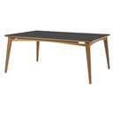 Ver imagem 1 de Mesa Jully Retangular Tampo Vidro Preto Base Madeira Amêndoa 160cm - 69466