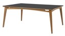 Ver imagem 1 de Mesa Jully Retangular Tampo Vidro Preto Base Madeira Amêndoa 160cm - 69466
