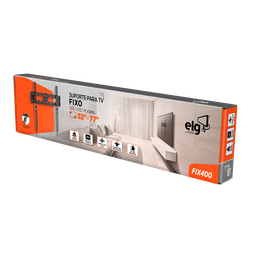 Suporte de Parede Fixo Elg, Fix400, P/ Tv 32" a 77", Trava Automática, Nível Bolha, até 50kg, Preto - 3