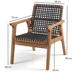 Conjunto 2 Poltronas Fixa de Madeira e Corda Náutica Traço  - 3