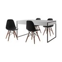 Ver imagem 2 de Mesa Jantar Industrial Retangular Filadélfia Branca 137x90cm Base Ferro Preto com 4 Cadeiras Pretas
