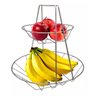 Fruteira 2 Andares Metal Cromado - Fruteira de Mesa Dupla - Estilosa Cromada Design Dois Andares - a - 1