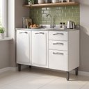 Ver imagem 1 de Balcão de Cozinha 3 Portas 2 Gavetas sem Tampo 120cm Branco Casuá