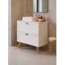 Ver imagem 2 de Gabinete para Banheiro com Tampo Cuba e Espelho Redondo 80cm Retro Mdf Branco Milano - On Móveis