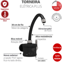 Ver imagem 2 de Torneira Elétrica Plus para Cozinha Parede Bica Alta 4 Tempos Preto e Cromado 4800w / 127v Durín