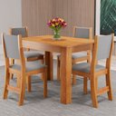 Ver imagem 1 de Mesa de Jantar 4 Lugares Ariana Mel/veludo Cinza - Viero Móveis