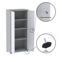 Ver mais imagens de Armário de 2 Portas com Chave 4 Prateleiras AP402 Aço Cinza/Branco