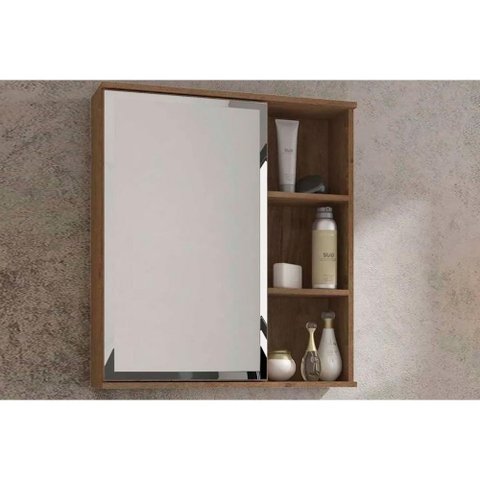 Espelheira de Banheiro Treviso Parede 56x63 Amendoa - Mgm