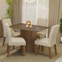 Ver imagem 1 de Conjunto Sala de Jantar Mesa Tampo de Vidro 4 Cadeiras Madesa