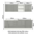 Ver imagem 4 de Armário de Cozinha Completa 240cm Branco/Cinza Lux Madesa 05