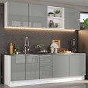Ver imagem 1 de Armário de Cozinha Completa 240cm Branco/Cinza Lux Madesa 05