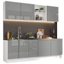 Ver imagem 3 de Armário de Cozinha Completa 240cm Branco/Cinza Lux Madesa 05