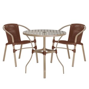 02 Cadeiras Floripa e Mesa Roma 80cm Fendi e Corda Nautica Trama Original