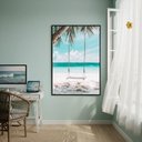 Ver imagem 2 de Quadro Decorativo Balanço na Palmeira-70x50cm:moldura Branca