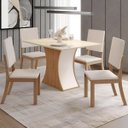 Ver imagem 1 de Conjunto Mesa de Jantar Luiza 4 Lugares com 4 Cadeiras Milla Nature / Off White