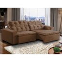 Ver imagem 1 de Sofá Retrátil Reclinável 6 Lugares 290cm com Pillow Veludo Marrom Alasca Megasul