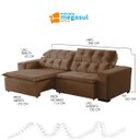 Ver imagem 3 de Sofá Retrátil Reclinável 6 Lugares 290cm com Pillow Veludo Marrom Alasca Megasul