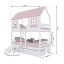 Ver imagem 3 de Beliche Casinha Encantada com 02 Gavetas Kit Escada/ Escorregador Madeira Maciça Branco/ Rosa