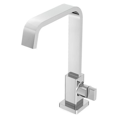 Torneira para Banheiro de Mesa Bico Alta Virtus Roca Cinza/Cromado