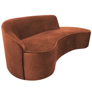 Sofá Curvo 03 Lugares 180cm Eron Veludo Camel - CasaePoltrona