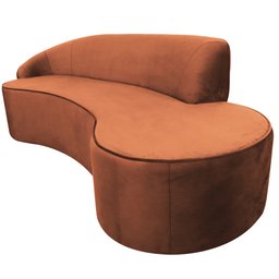 Sofá Curvo 03 Lugares 180cm Eron Veludo Camel - CasaePoltrona - 8