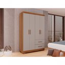 Ver imagem 6 de Guarda-roupa Solteiro 4 Portas 2 Gavetas Estrela Premium Salleto Cinamomo/off White