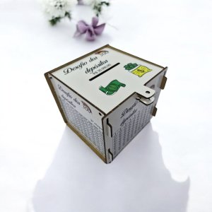 Cofre Desafio 30 Mil Guardar Junte Dinheiro Woodbox Branco