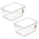 Ver imagem 1 de Kit 2 Caixas Organizadoras 7,5l Tampa Click Ordene Transparente Closet Lavanderia