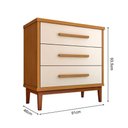 Ver imagem 4 de Comoda para Quarto Charlotte 3 Gavetas Nature e Off White para Dormitorio