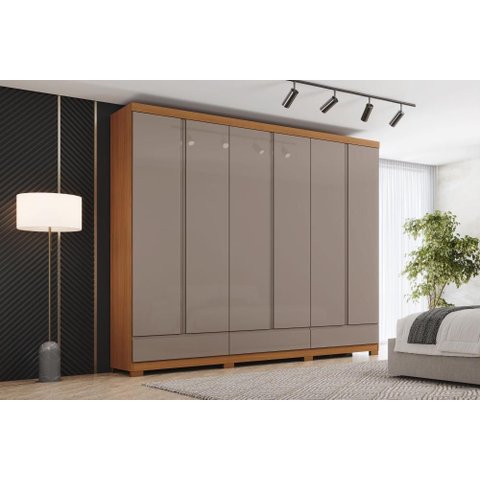 Guarda-roupa Casal Imperial 6 Portas 9 Gavetas 100% Mdf Cinamomo/avelã - Henn