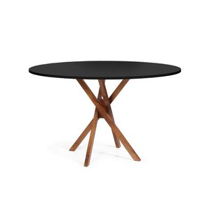 Mesa de Jantar Redonda 6 Lugares 120cm em Madeira June Preto