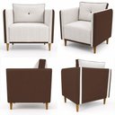 Ver mais imagens de Poltrona Decorativa Aviv Corino e Linho Bege Confortável Ammê Estofados