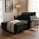 Ver imagem 2 de Poltrona-Cama Monica Retratil Macia Quarto Visita Sala Suede:Preto/Suede