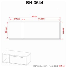 Gabinete para Banheiro 80cm 1 Porta Tecno Mobili Bn3644 Marrom Branco - 5 Gabinete para Banheiro 80cm 1 Porta Tecno Mobili Bn3644 Marrom Branco - 5