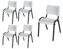 Ver imagem 2 de Cadeira Iso Base Preto Escola, Escritório Branco Kit 5 Un