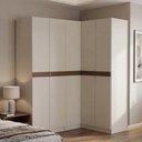 Ver imagem 1 de Guarda Roupa Planejado de Canto Reto 5 Portas Corino 3 Peças Hera CabeCasa MadeiraOriginals Cream