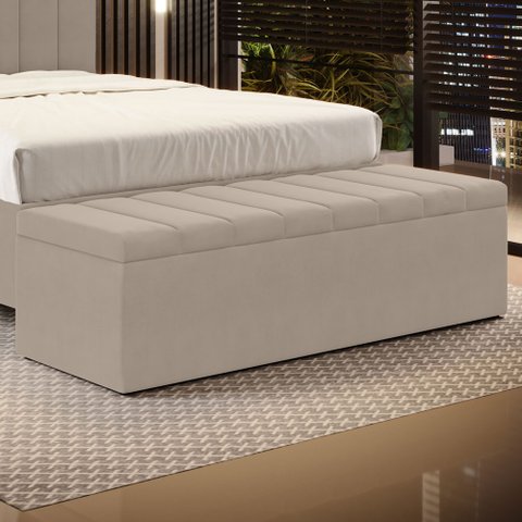 Calçadeira Baú Navi 140 para Cama de Casal Z-006 Sued Capuccino Aradecor