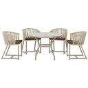 Ver imagem 1 de Mesa com 4 Cadeiras de Jantar Roma 100cm e Noronha em Aluminío Fendi Corda Nautica Estofado 9 Trama